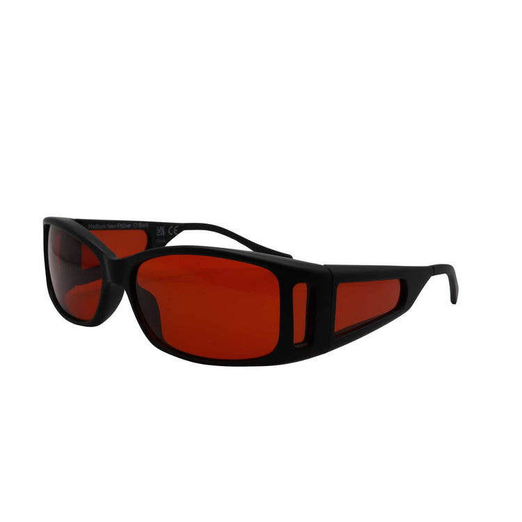 Alternative view of RNIB Medium Eyeshield Glasses – Black Frame, Amber Tint
