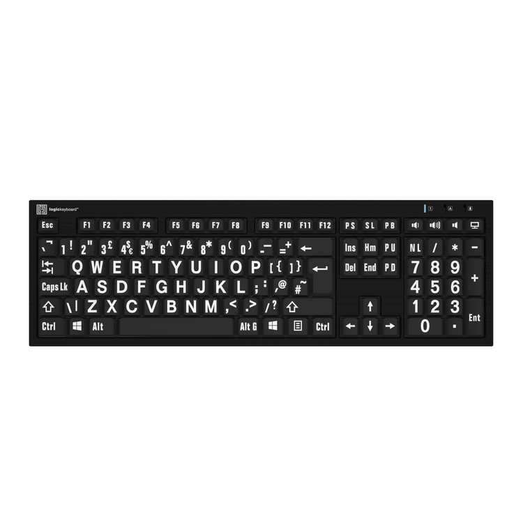 Alternative view of Large print, black, slimline Logickeyboard for PC