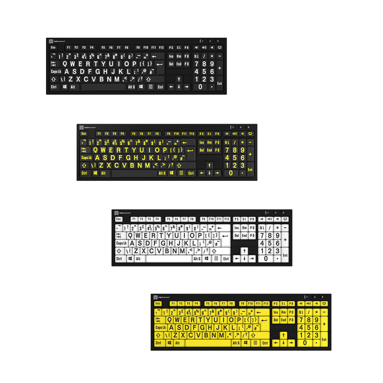 Large print, black, slimline Logickeyboard for PC