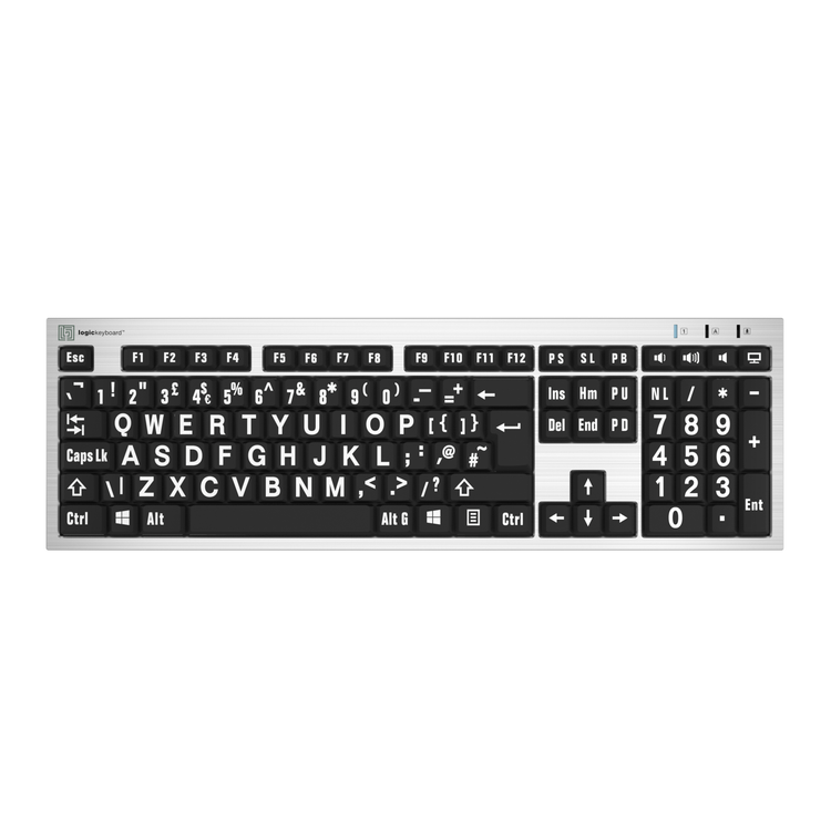Alternative view of Large print, silver, slimline Logickeyboard for PC