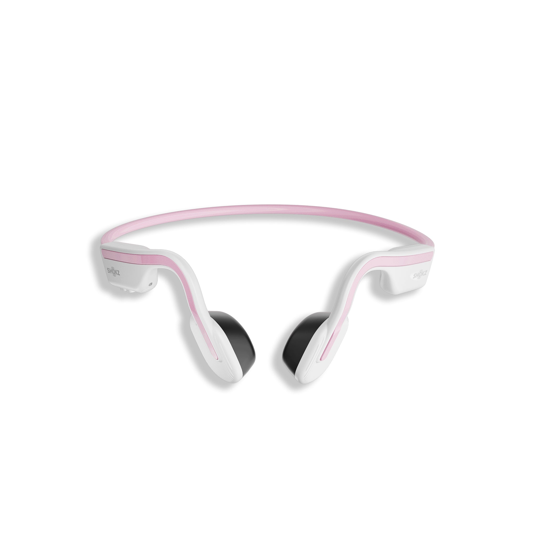 Front view of OpenMove Shokz in pink.