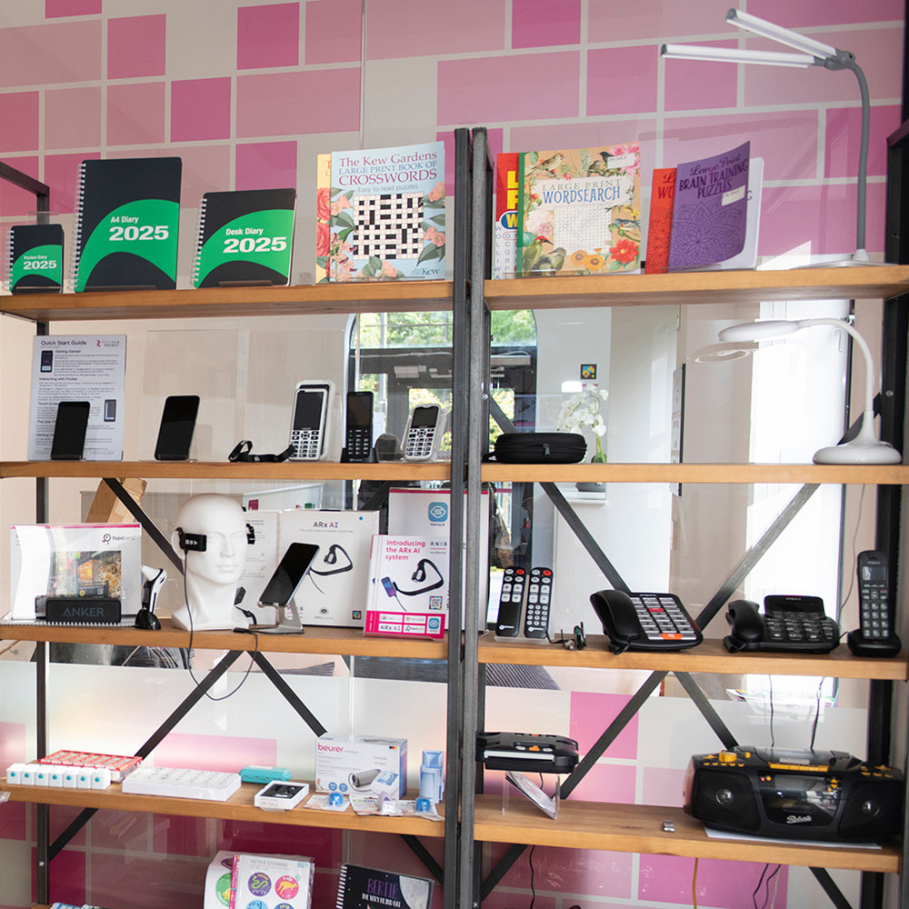 Shelves packed with products in the London Products and Advice Centre