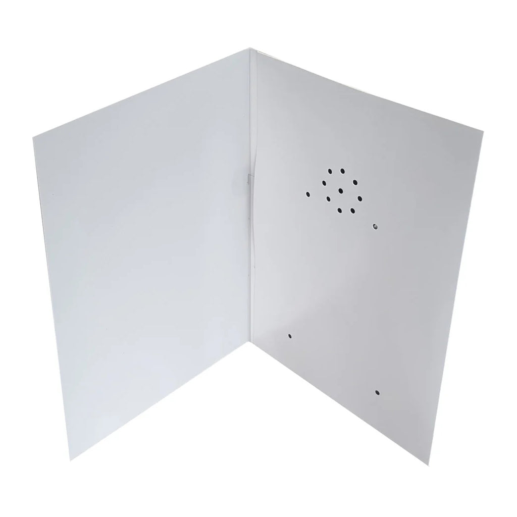 Recordable card open to show speaker holes