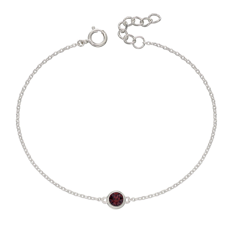 Silver bracelet with crystal birthstone with gift box