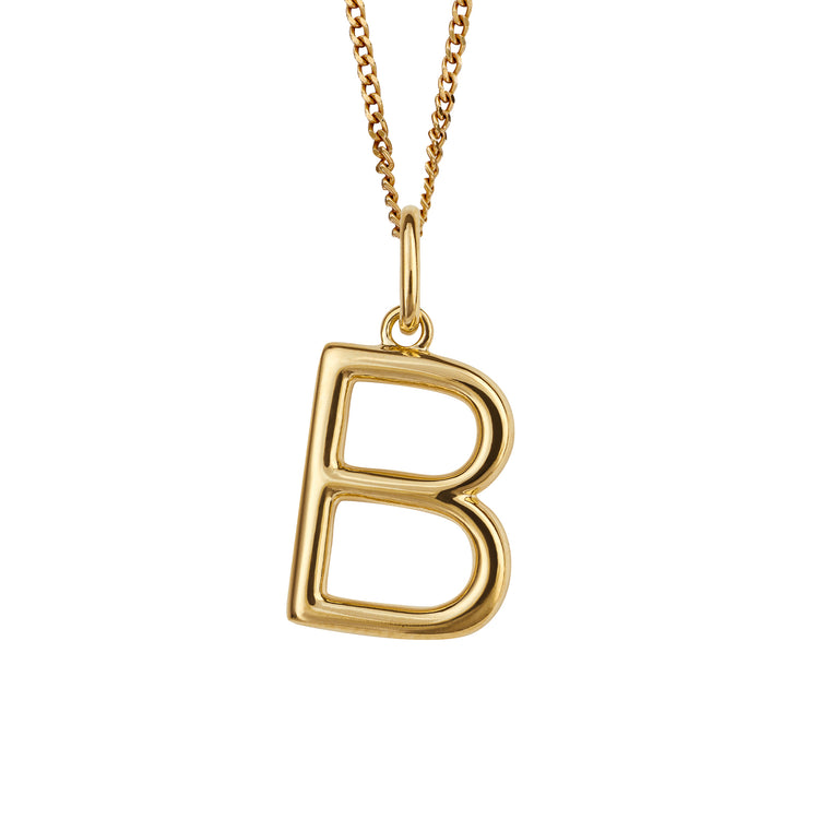 Alternative view of Gold initial Pendant and chain with gift box