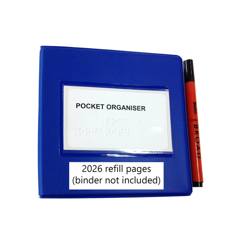 2026 Braille pocket organiser refill