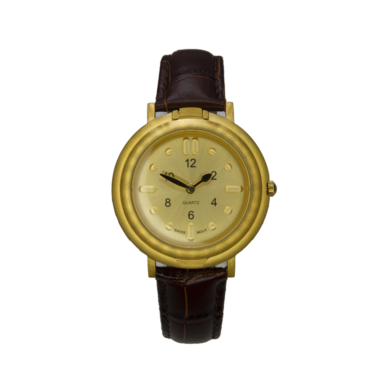 RNIB large tactile watch with brown leather strap