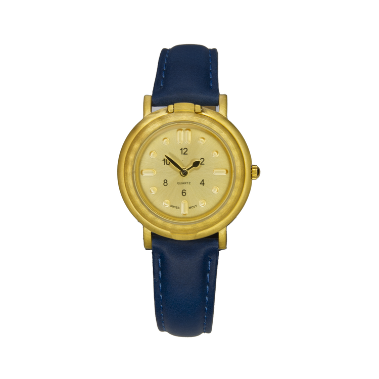 RNIB small tactile watch with blue leather strap