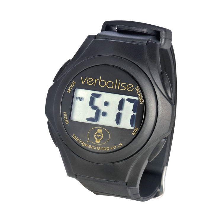 Verbalise unisex digital talking watch, black