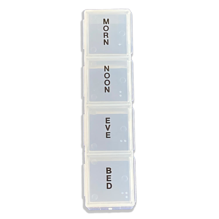 Alternative view of Large four times daily 7 day pillbox with braille