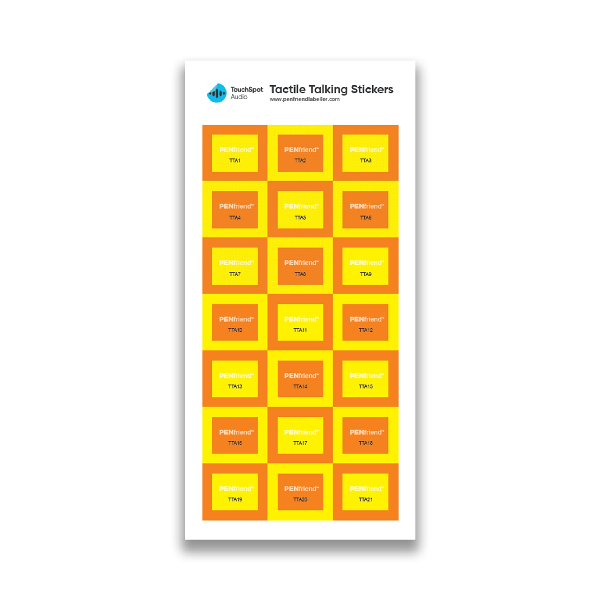 Sheet of tactile PenFriend labels