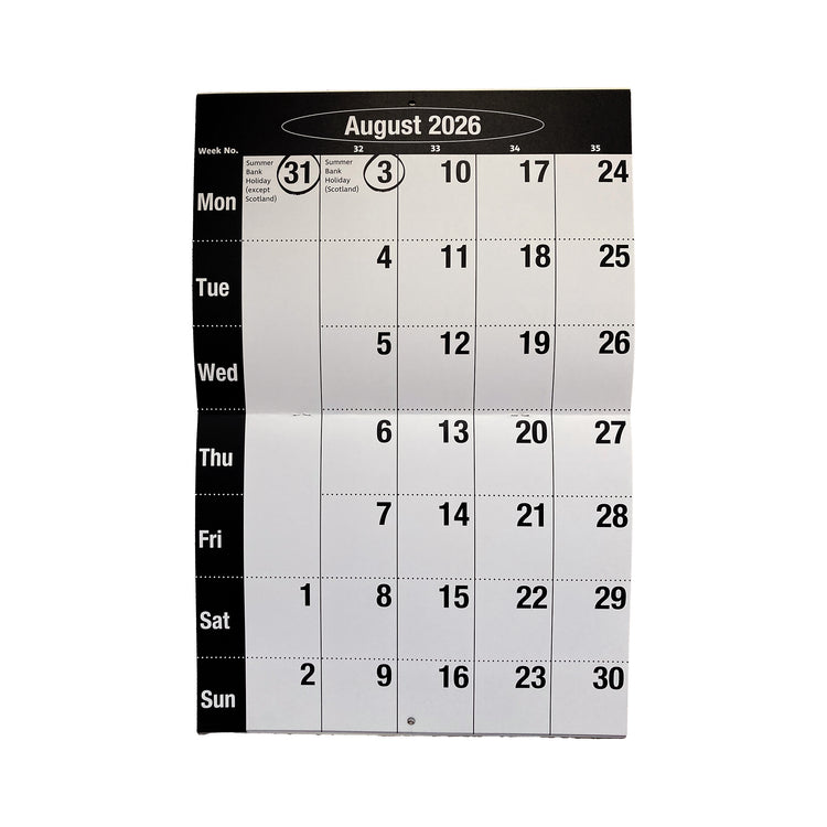 Alternative view of 2026 Big Print foldaway calendar