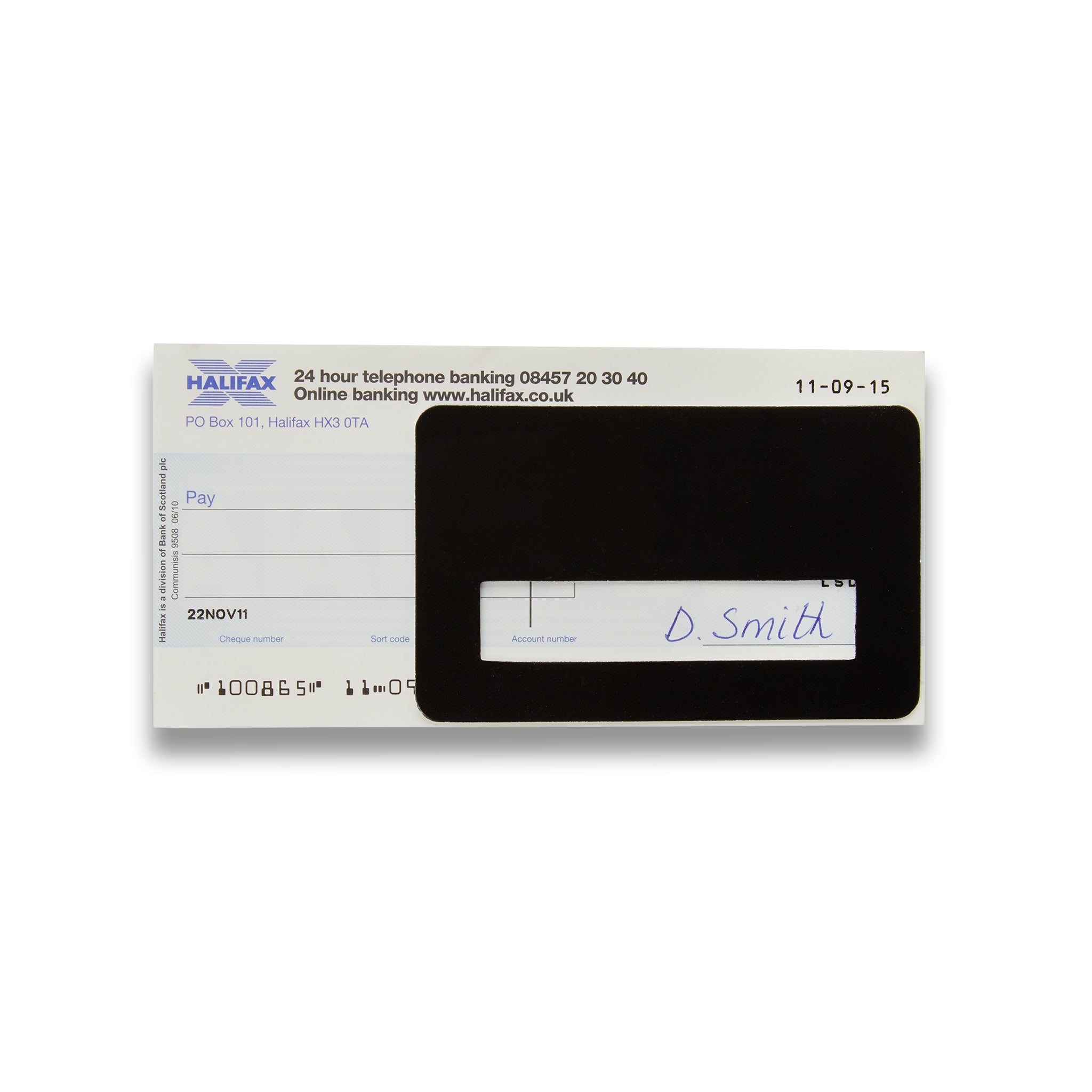 Signature guide on a cheque