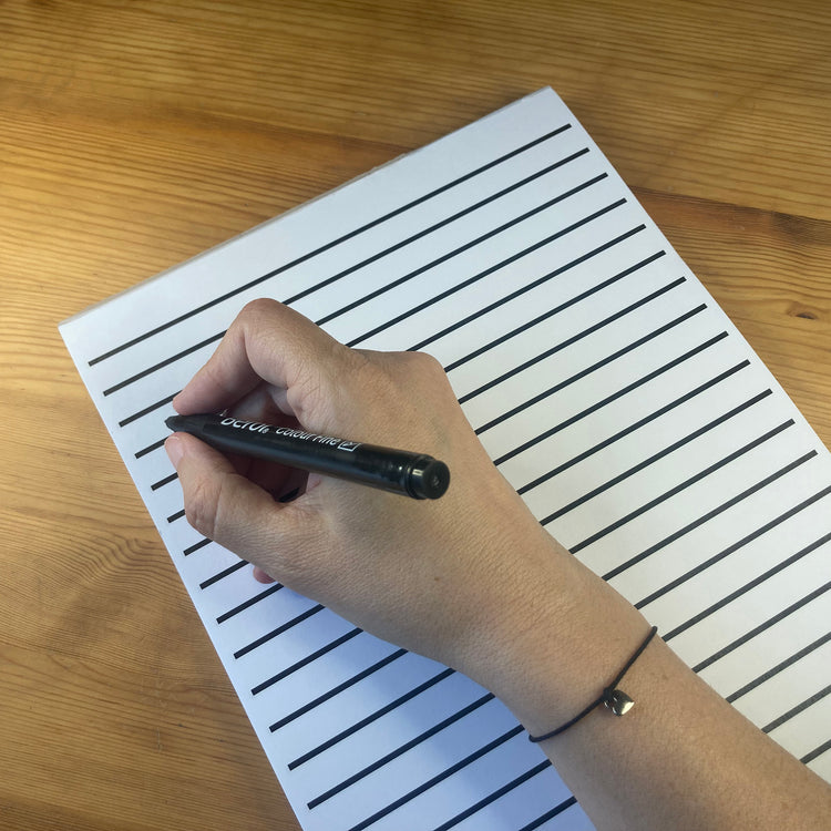 Alternative view of RNIB A4 white paper, lines 1.3cm apart