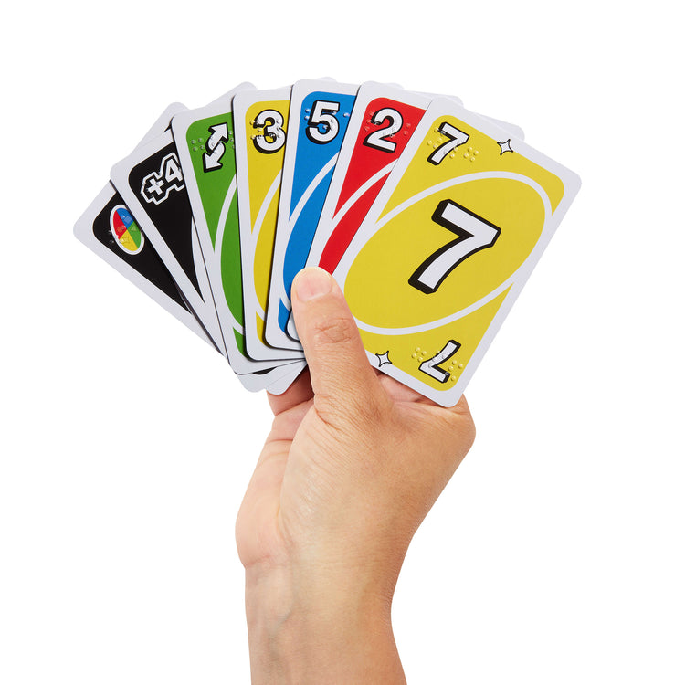 Alternative view of Uno card game with braille