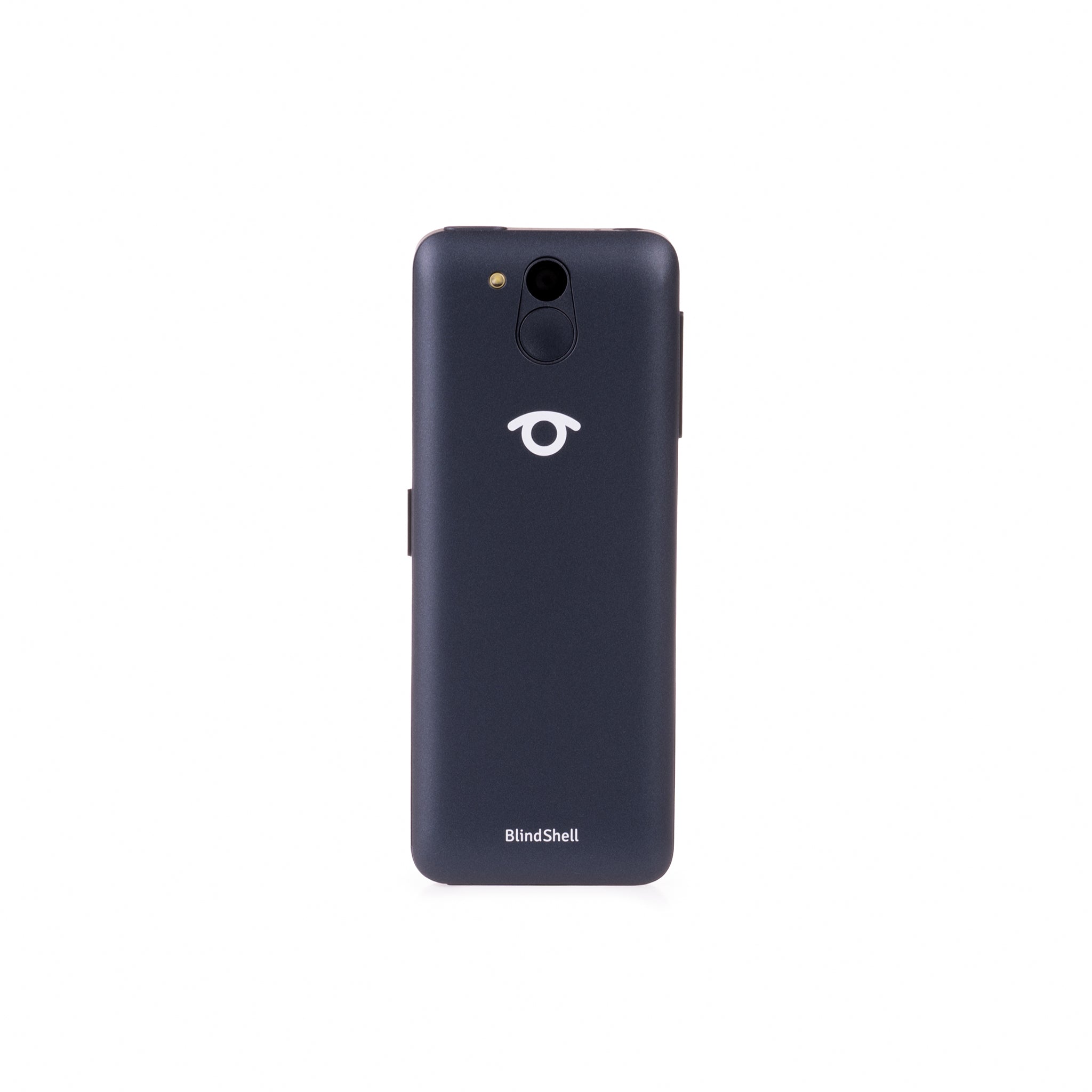 Image shows rear of ocean blue phone on a white background