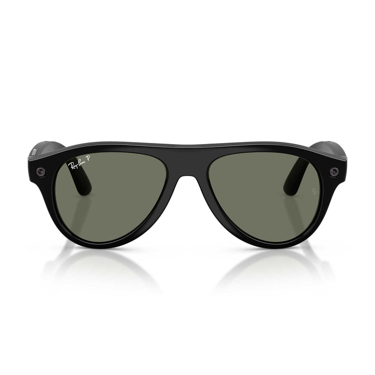 Ray-Ban Meta Gen 3 smart glasses – Aviator, green tint polarised lenses, shiny black frame, large