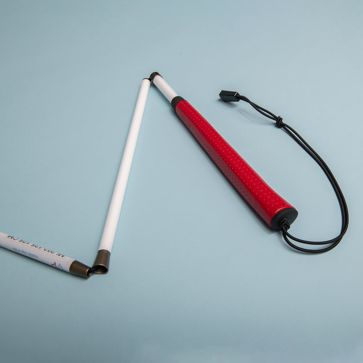 Ambutech No Jab graphite folding cane - 3 section - red leather grip