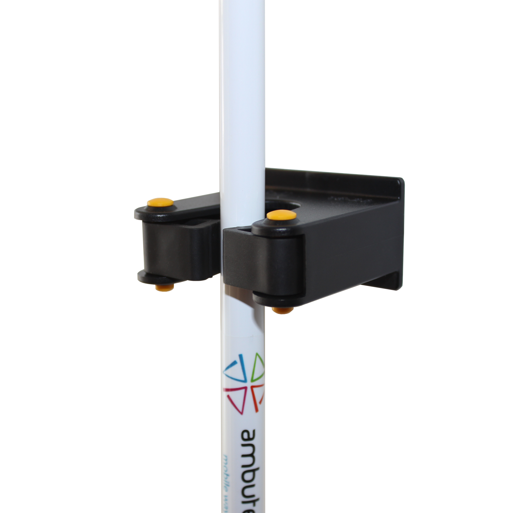 Ambutech Grippit cane holder holding a cane against a white background
