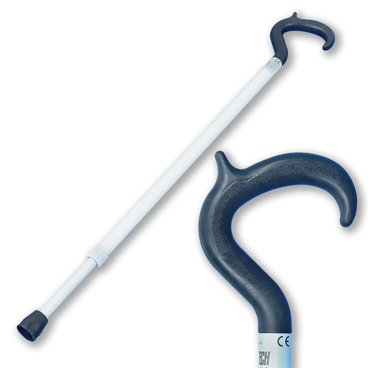 Adjustable crook handle walking stick - short