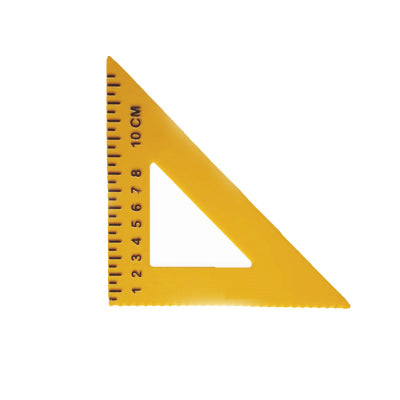 Front view of 45/90 degree tactile set square against a white background