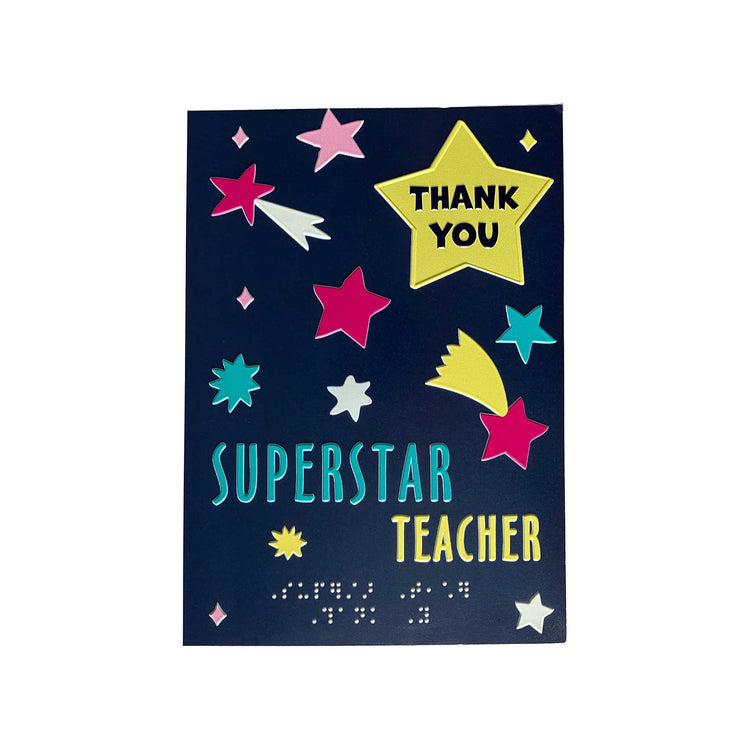 Superstar teacher, thank you inclusive charity card