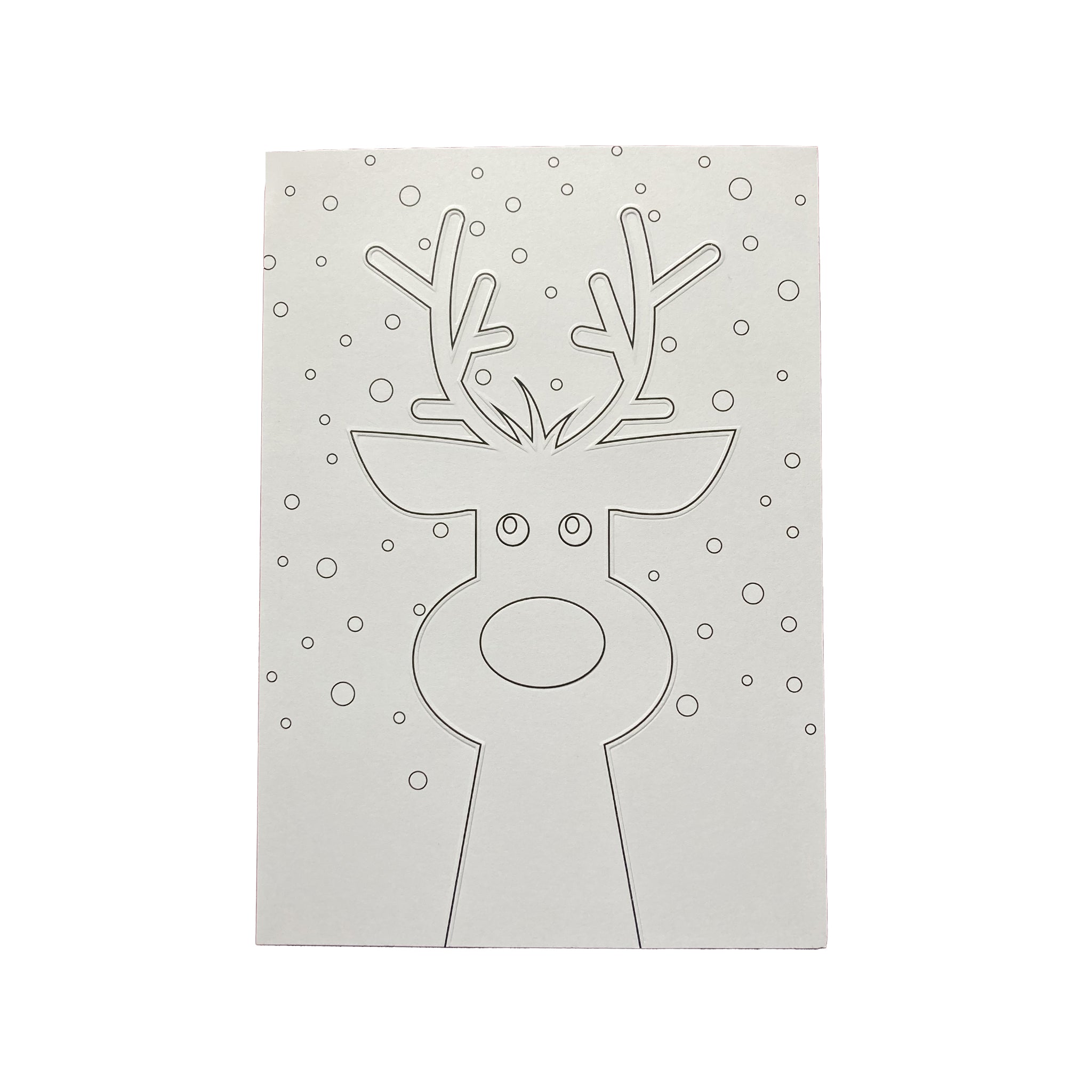 Outline of a reindeer on a white background with snowflake patterns