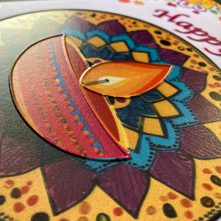 Alternative view of Inclusive Happy Diwali with diya charity card