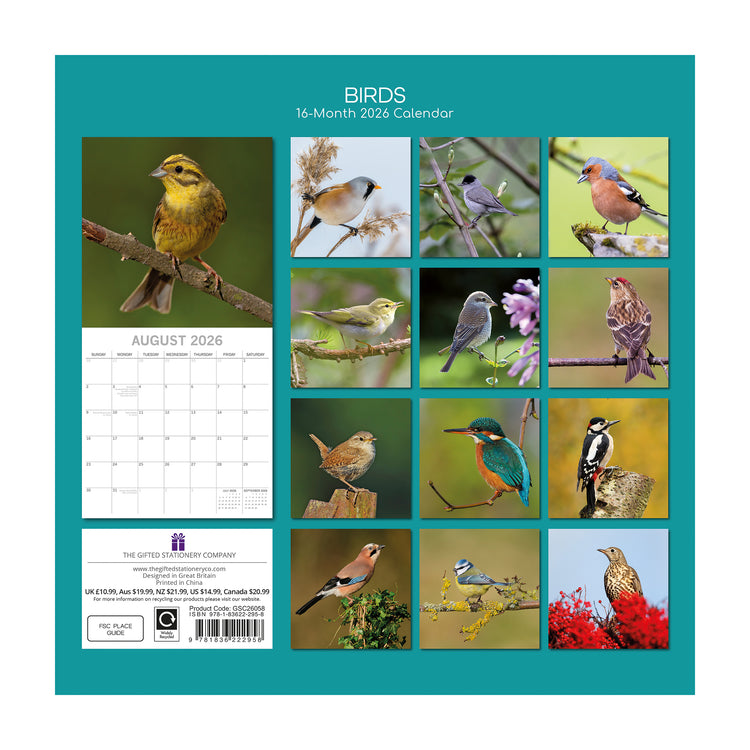 Alternative view of 2026 Square Wall Calendar Birds
