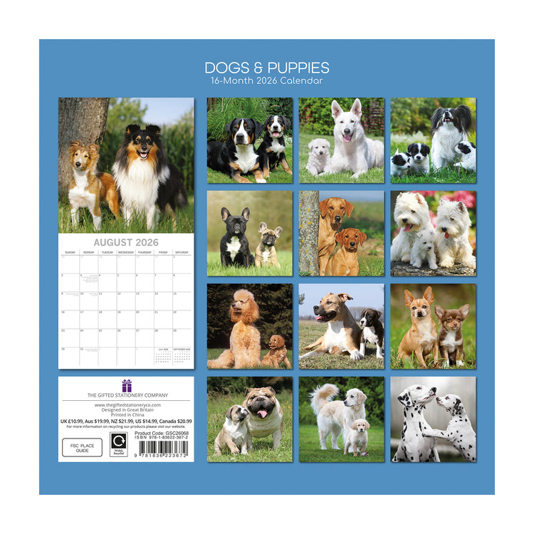 Alternative view of 2026 Square Wall Calendar Dogs & Puppies