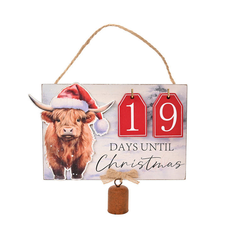 Highland Cow Countdown to Christmas Plaque