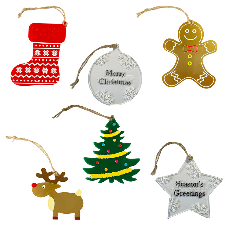 Tactile Christmas tree decorations