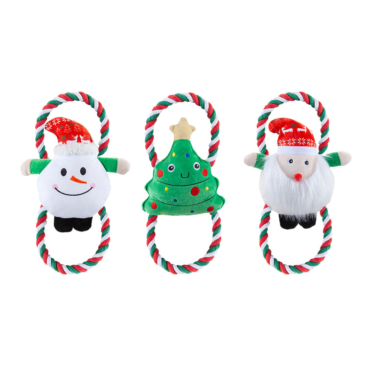 Christmas rope and plush tug toy for dog