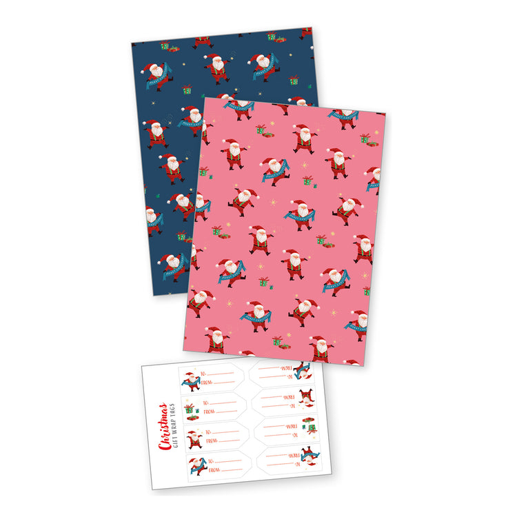 Father Christmas Wrapping Paper with sticker tags