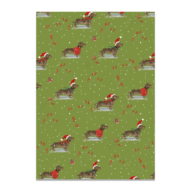 Alternative view of Festive Dog Christmas Wrapping Paper with sticker tags