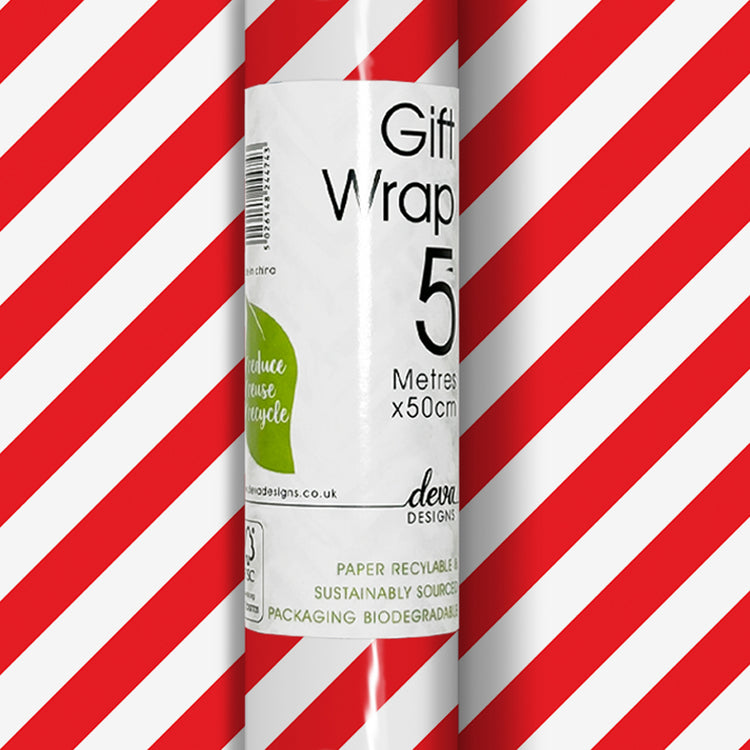 Alternative view of Red stripe Christmas Wrapping Paper on a roll