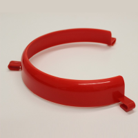 Red plate surround against a light background