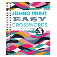 Brightly coloured front cover of Jumbo print easy crosswords book 3