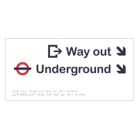 Bespoke accessible sign example of exit sign showing exits from tube station