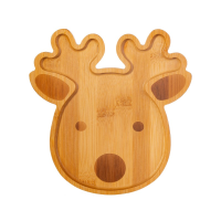 Reindeer bamboo shaped plate against a white background