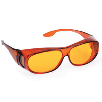Front view of Orion medium eyeshields with orange filter