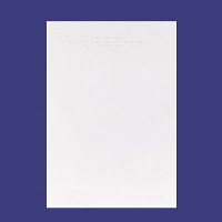 An upright sheet of white braille cartridge paper