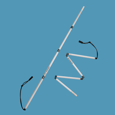 Guide cane extended for use and part-folded