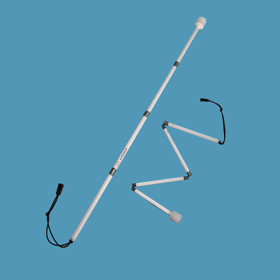 Guide cane extended for use and part-folded