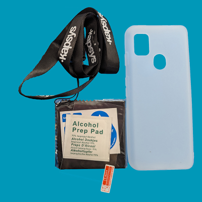 Image shows contents of this product against a blue background