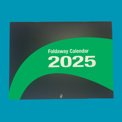 Big Print foldaway calendar front cover against a blue background