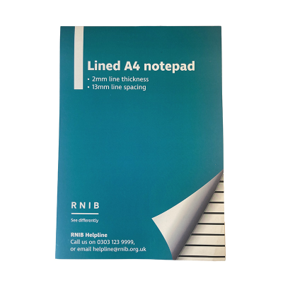 Front cover of RNIB A4 White writing pad