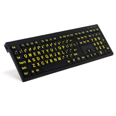 Large print keyboard with yellow text on black keys