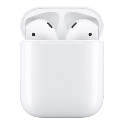 Apple AirPods with charging case.