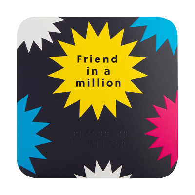 Front view of Friend in a million card